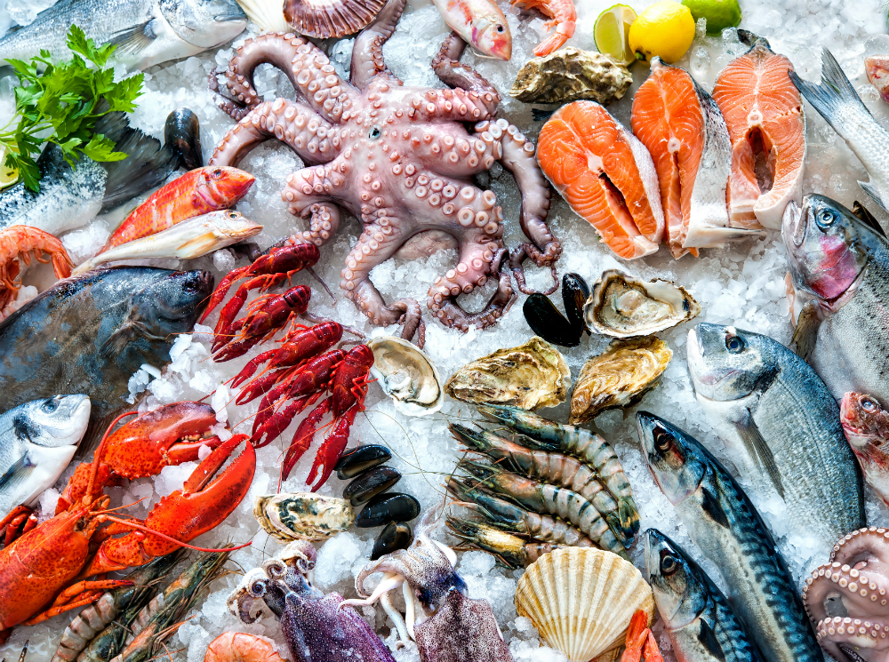 Широкий выбор рыбы и морепродуктов для вашего стола